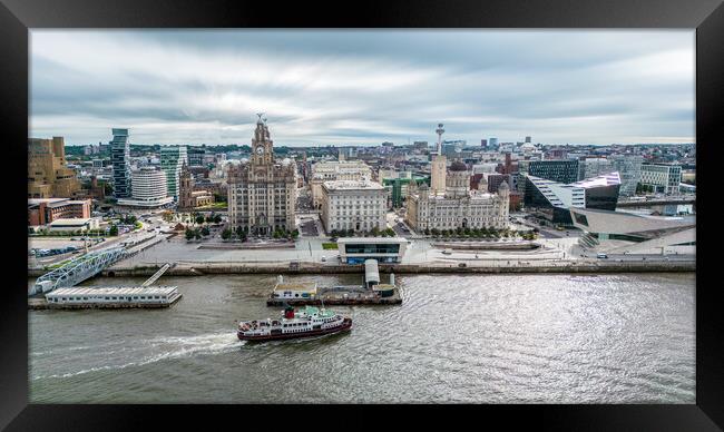 Ferry On The Mersey Framed Print by Apollo Aerial Photography