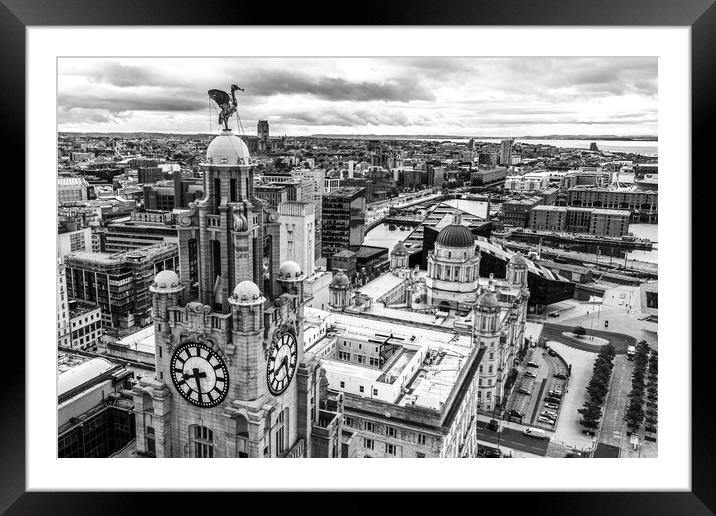 Atop The Royal Liver Building Framed Mounted Print by Apollo Aerial Photography
