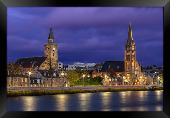 Inverness Curches at Night Framed Print by John Frid