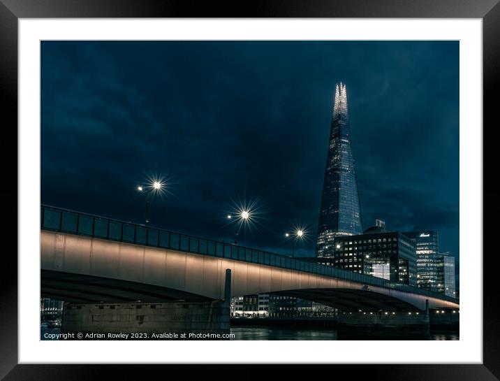 The iconic Shard & London Bridge at blue hour Framed Mounted Print by Adrian Rowley