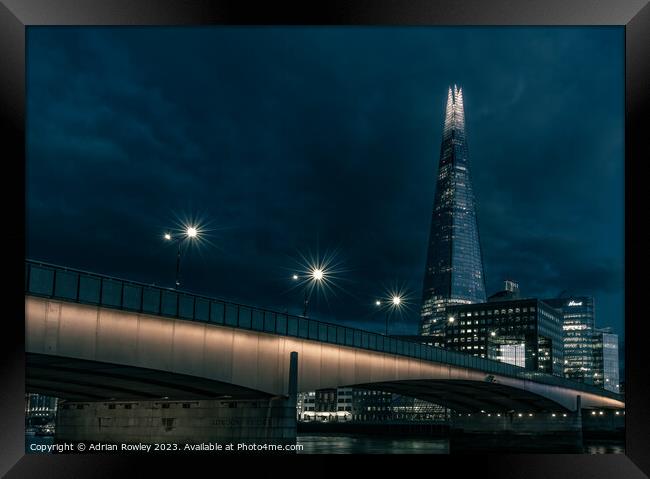 The iconic Shard & London Bridge at blue hour Framed Print by Adrian Rowley