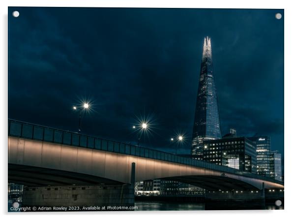 The iconic Shard & London Bridge at blue hour Acrylic by Adrian Rowley