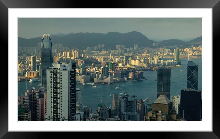 Last Light in Hong Kong Framed Mounted Print by Dave Bowman
