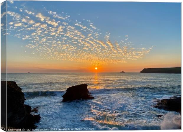 A sunset over Pentire Point Canvas Print by Paul Ramsbottom