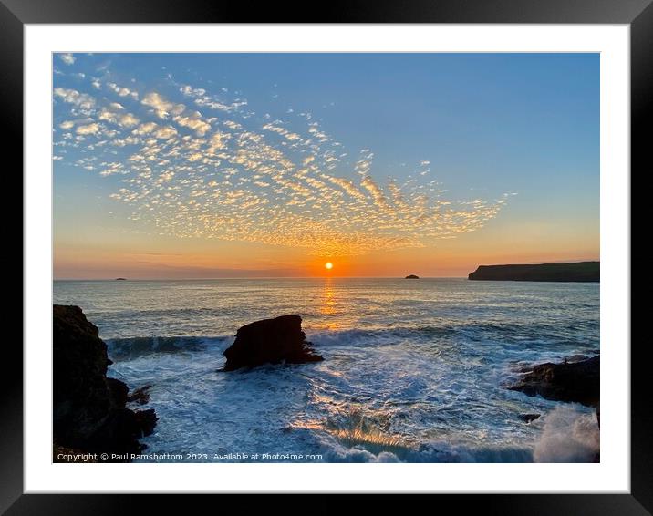 A sunset over Pentire Point Framed Mounted Print by Paul Ramsbottom