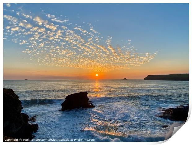 A sunset over Pentire Point Print by Paul Ramsbottom