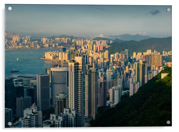 Hong Kong Cityscape Acrylic by Dave Bowman