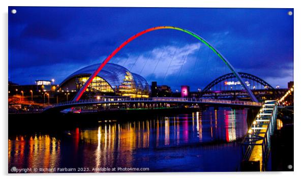 Bridges Over The Tyne Acrylic by Richard Fairbairn