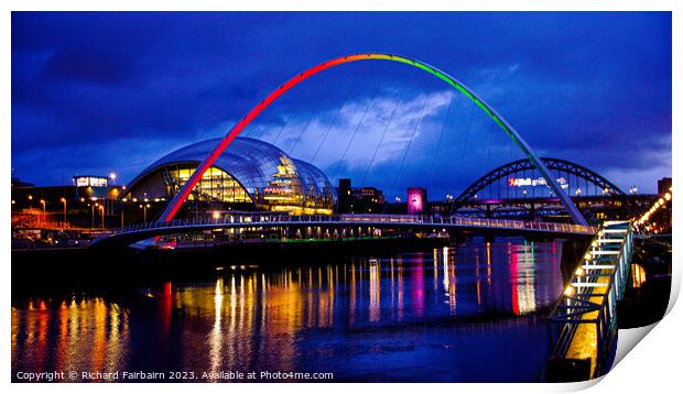 Bridges Over The Tyne Print by Richard Fairbairn