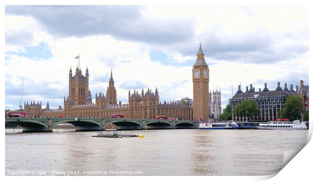 Westminster From Southbank Print by Igor Alifanov