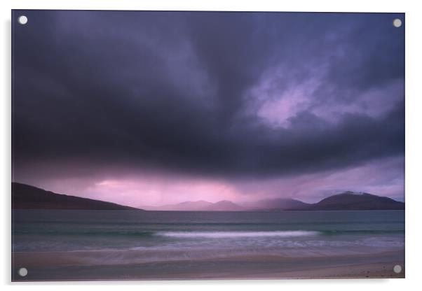 Luskentyre beach atmospheric mood, Isle of Harris Acrylic by John Finney