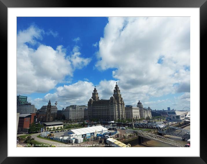 Liverpool England may 30 2023 a view of liverpool port and sourrending area and famous liver building Framed Mounted Print by Anish Punchayil Sukumaran