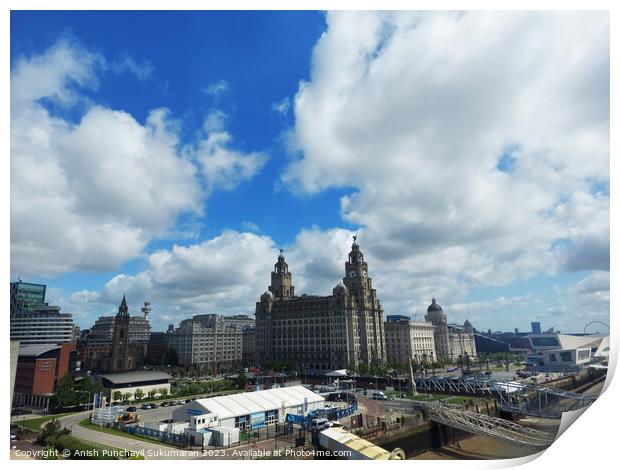 Liverpool England may 30 2023 a view of liverpool port and sourrending area and famous liver building Print by Anish Punchayil Sukumaran