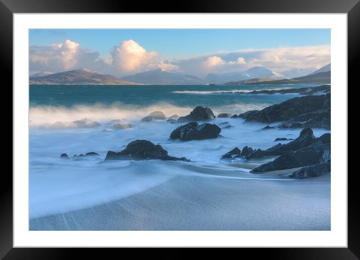 Bagh Steinigidh rocky beach. Isle of Harris. Framed Mounted Print by John Finney