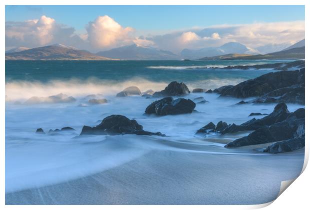 Bagh Steinigidh rocky beach. Isle of Harris. Print by John Finney