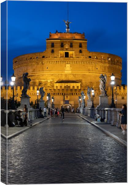 Castel Sant Angelo In Rome At Night Canvas Print by Artur Bogacki