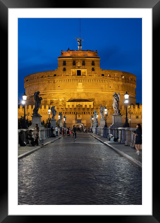 Castel Sant Angelo In Rome At Night Framed Mounted Print by Artur Bogacki