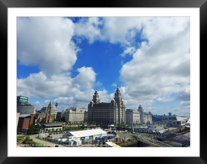 Liverpool England may 30 2023 a view of liverpool port and sourrending area and famous liver building Framed Mounted Print by Anish Punchayil Sukumaran