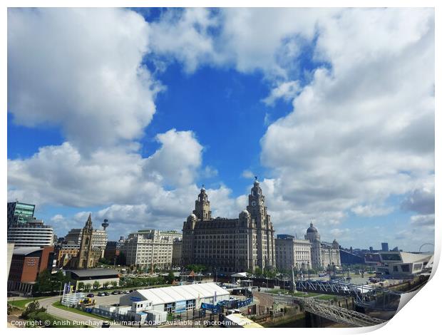 Liverpool England may 30 2023 a view of liverpool port and sourrending area and famous liver building Print by Anish Punchayil Sukumaran