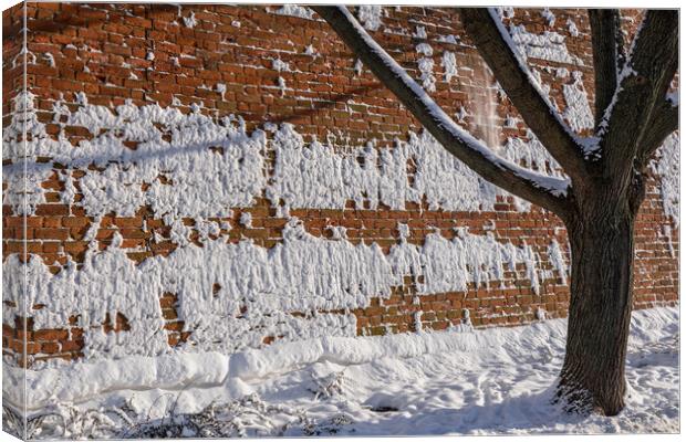 Brick City Wall Fortification In Winter Canvas Print by Artur Bogacki