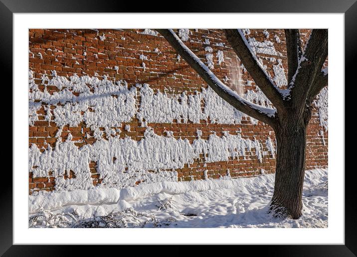 Brick City Wall Fortification In Winter Framed Mounted Print by Artur Bogacki