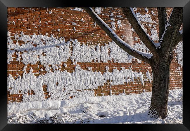 Brick City Wall Fortification In Winter Framed Print by Artur Bogacki