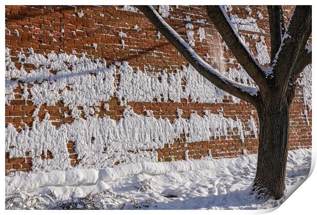 Brick City Wall Fortification In Winter Print by Artur Bogacki