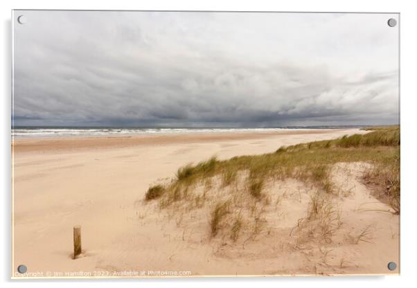 Storm Brewing Over Castlerock Beach Acrylic by jim Hamilton