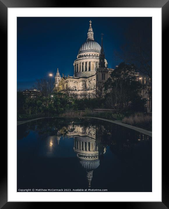 Night Reflection of St Pauls, London Framed Mounted Print by Matthew McCormack