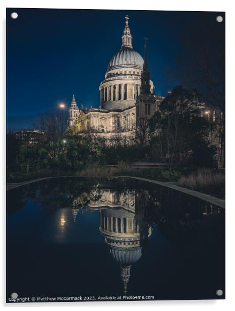 Night Reflection of St Pauls, London Acrylic by Matthew McCormack