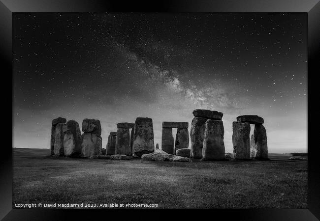 Stonehenge Black & White Astro Framed Print by David Macdiarmid