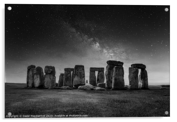 Stonehenge Black & White Astro Acrylic by David Macdiarmid