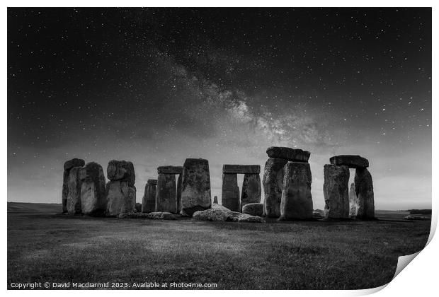 Stonehenge Black & White Astro Print by David Macdiarmid