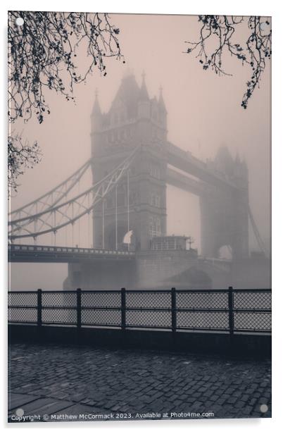 Foggy Tower Bridge Acrylic by Matthew McCormack