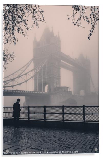 Foggy Tower Bridge Acrylic by Matthew McCormack