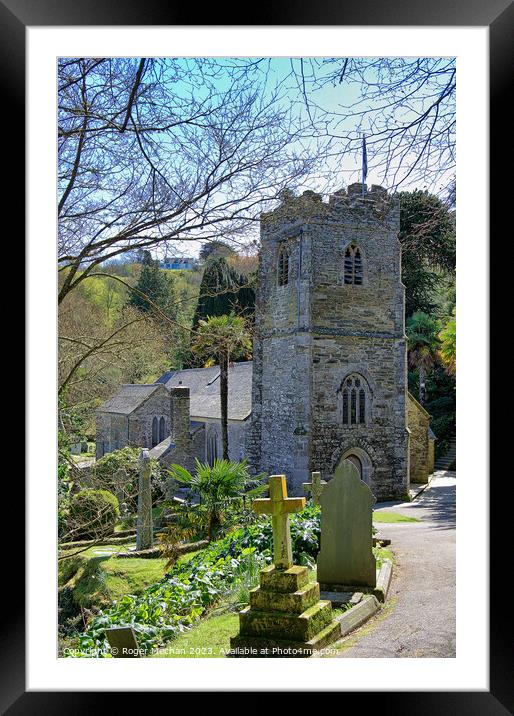 St-Just-in-Roseland church  Framed Mounted Print by Roger Mechan