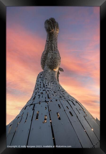 Dusk Descends on Kelpie Sculptures Framed Print by Holly Burgess