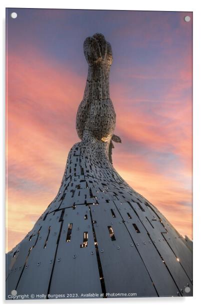 Dusk Descends on Kelpie Sculptures Acrylic by Holly Burgess