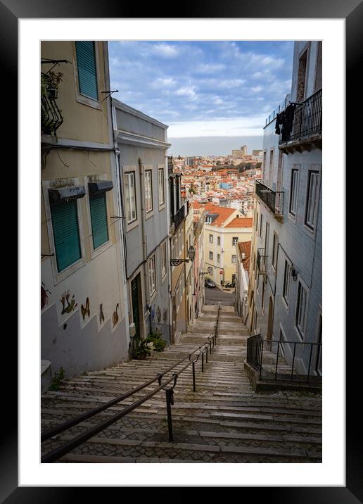Streets of Lisbon Framed Mounted Print by Kevin Winter