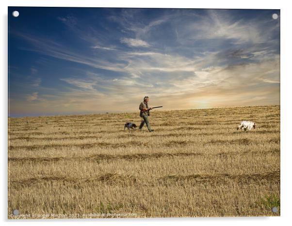 Twilight Stalk: Hunter's Canine Companions Acrylic by Roger Mechan