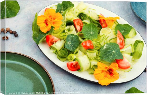 Vegetable salad with nasturtium Canvas Print by Mykola Lunov Mykola
