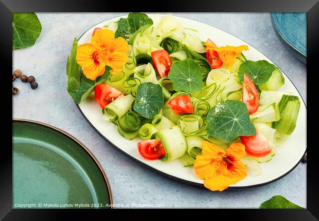Vegetable salad with nasturtium Framed Print by Mykola Lunov Mykola