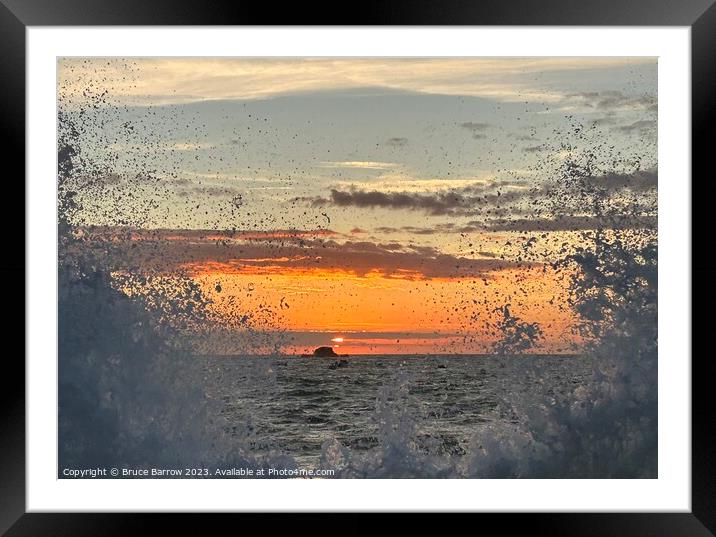 Sunset n spray Framed Mounted Print by Bruce Barrow