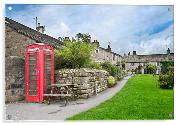 Red Telephone Box on the green Acrylic by Stephen Mole
