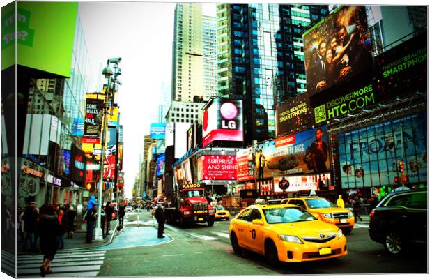 Manhattan's Vibrant Pulse: Times Square Canvas Print by Andy Evans Photos