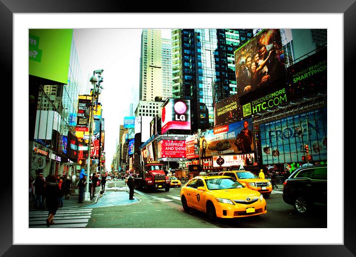 Manhattan's Vibrant Pulse: Times Square Framed Mounted Print by Andy Evans Photos