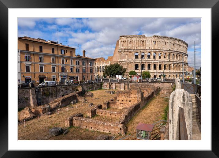 Colosseum and Ruins of Ludus Magnus Framed Mounted Print by Artur Bogacki