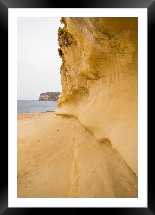 Golden curvature on Xlendi Bay cliff Framed Mounted Print by Jason Wells