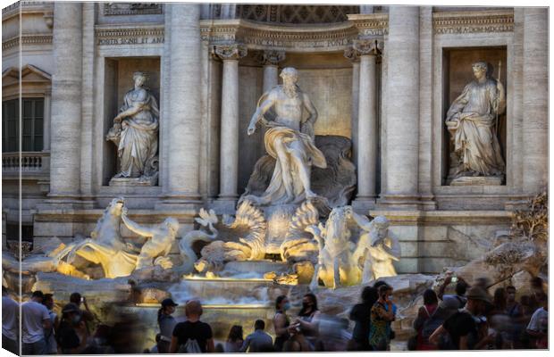 Monumental Trevi Fountain At Dusk In Rome Canvas Print by Artur Bogacki