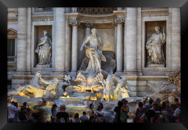 Monumental Trevi Fountain At Dusk In Rome Framed Print by Artur Bogacki